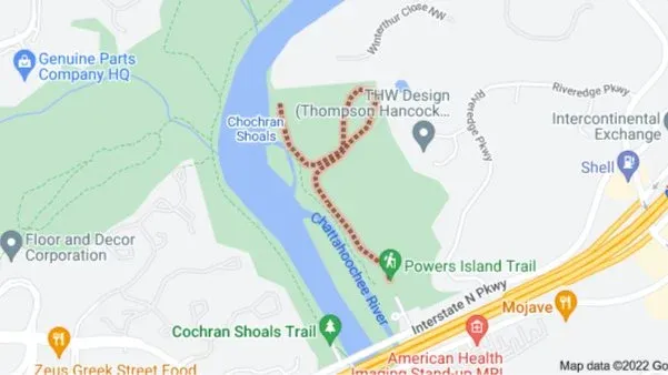 HIKE: Powers Island Entrance off Interstate North - Sandy Springs 7 miles???