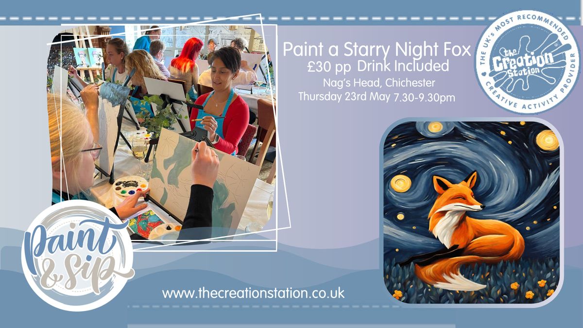 Paint and Sip - Starry Night Fox!