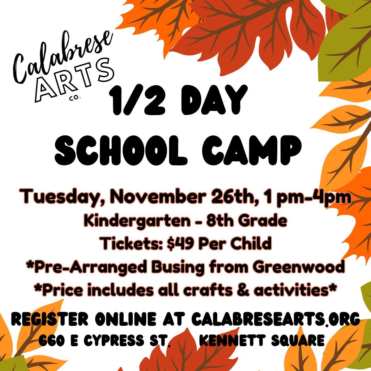 1\/2 Day School - November 26