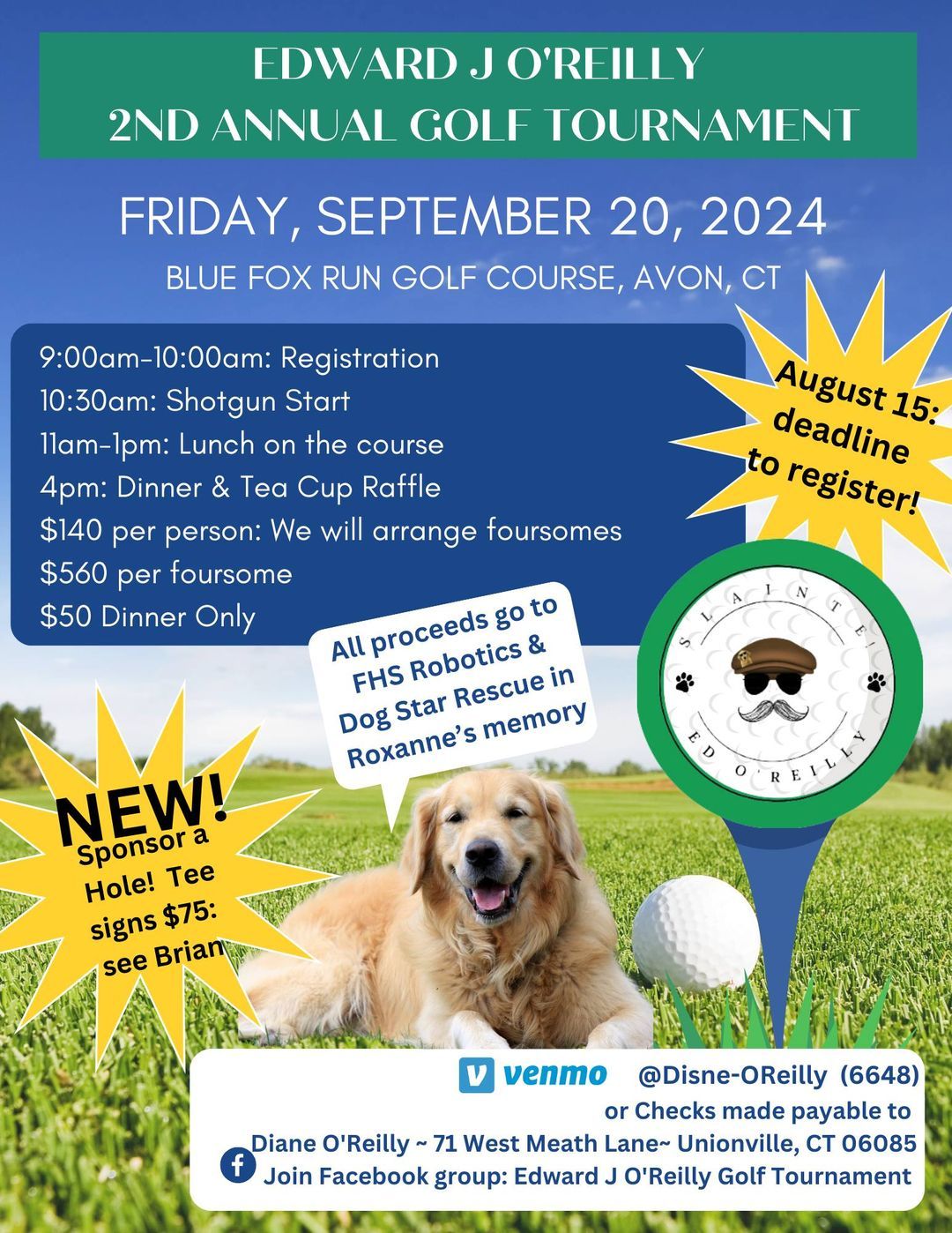 Edward J. O'Reilly Golf Tournament support Dog Star Rescue