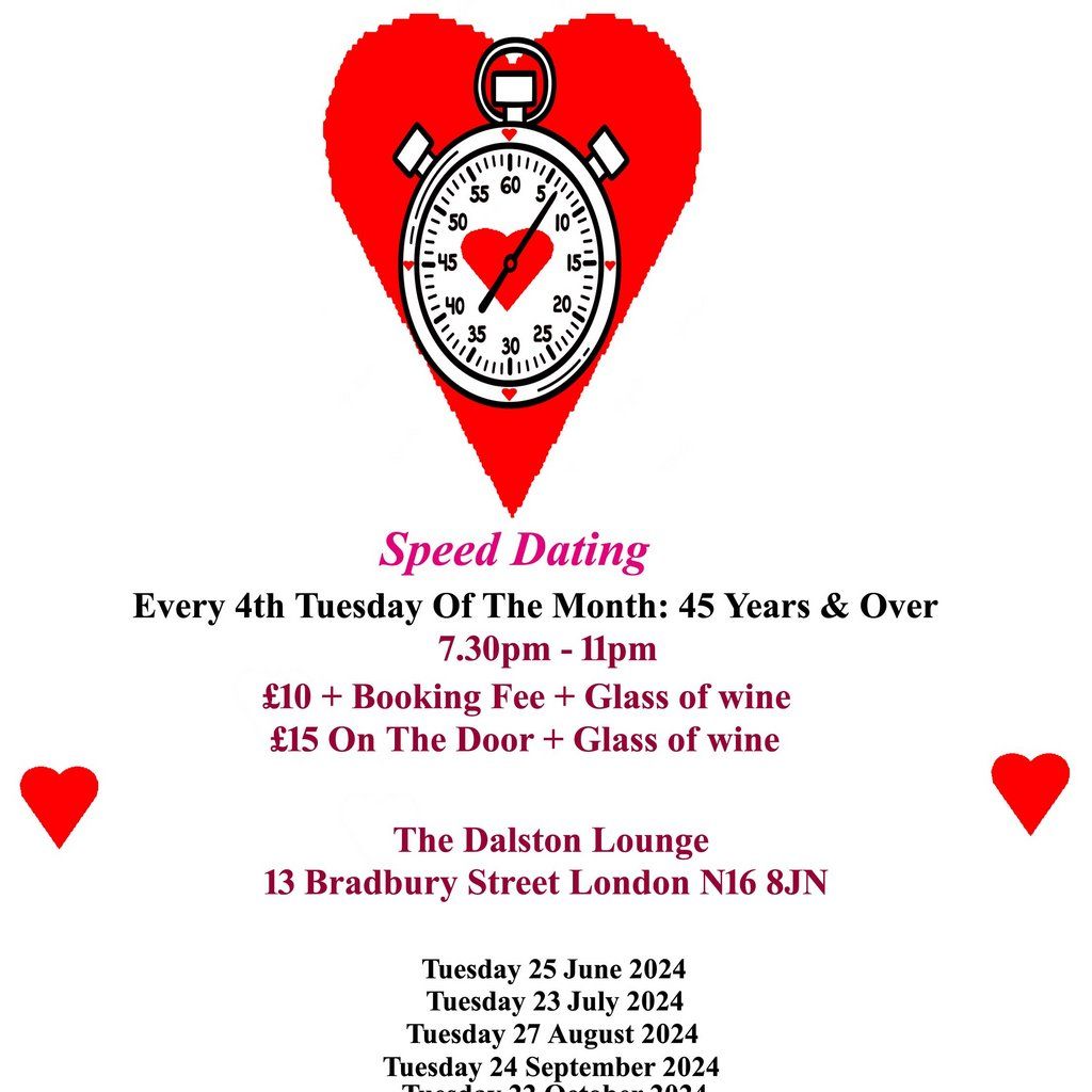 Speed Dating. 45 years & Over. Tuesdays