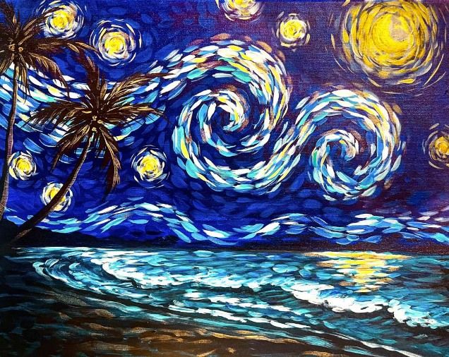 Starry Night at the Beach Sip & Paint 