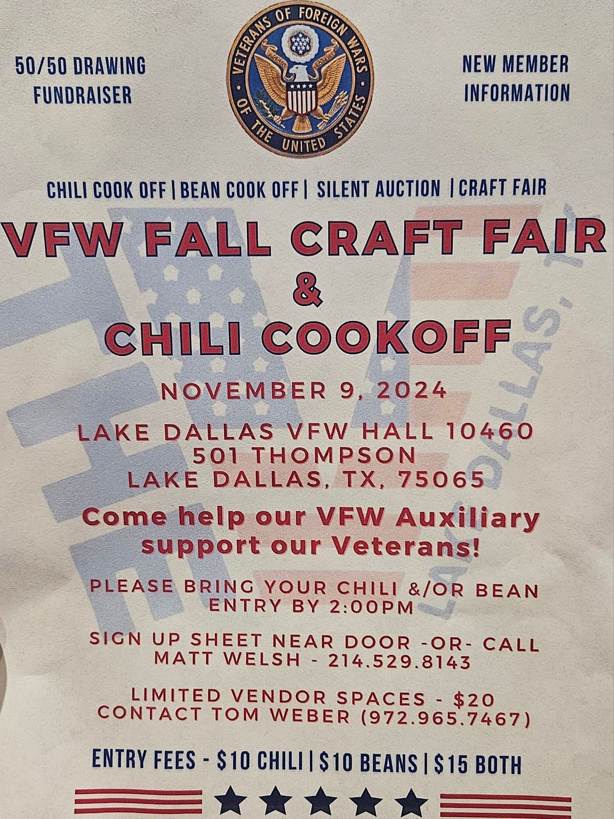 VFW Lake Dallas Fall Craft Fair and Chilli CookOff