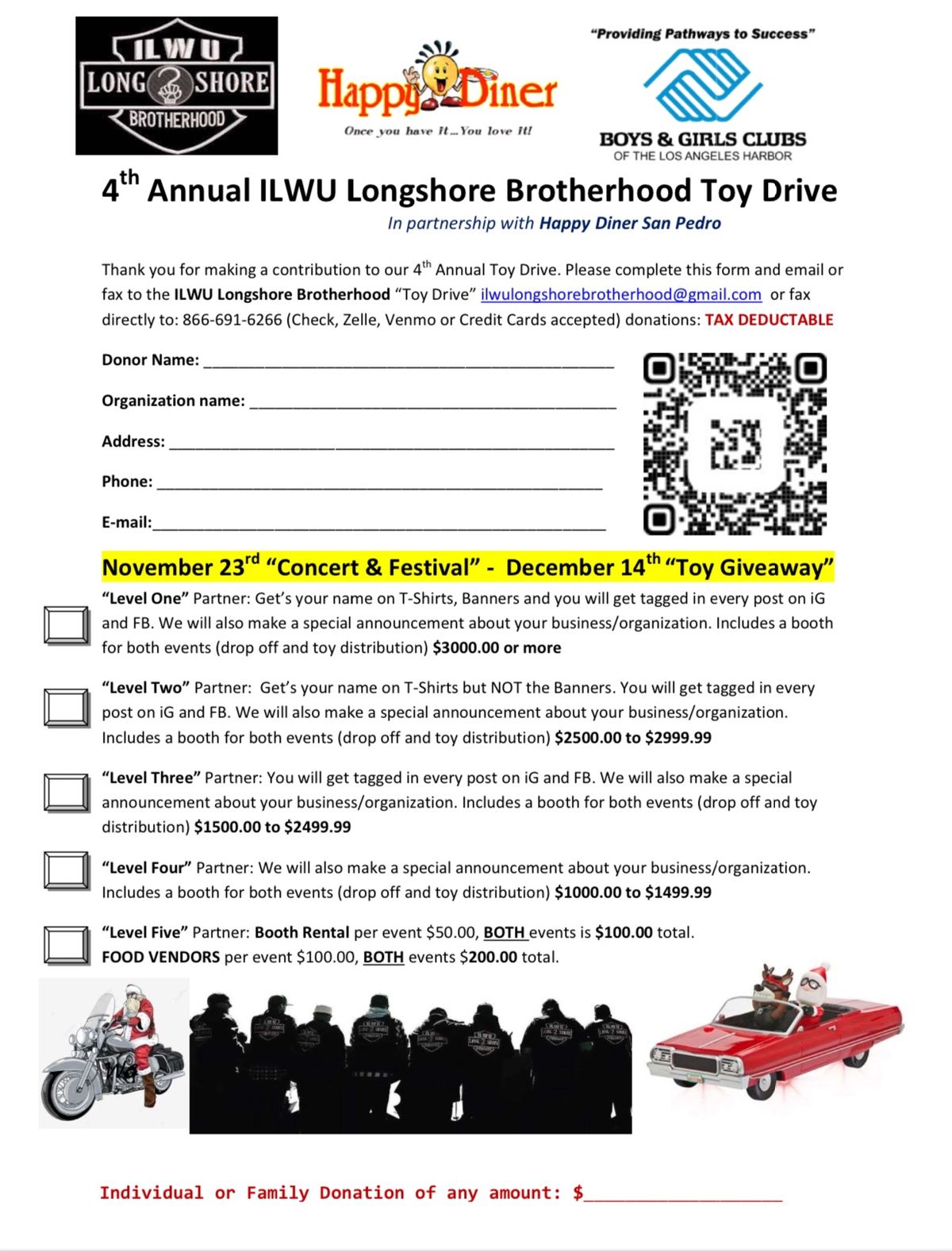 ILWU LONGSHORE BROTHERHOOD 4th ANNUAL TOY DRIVE, CONCERT & FESTIVAL 