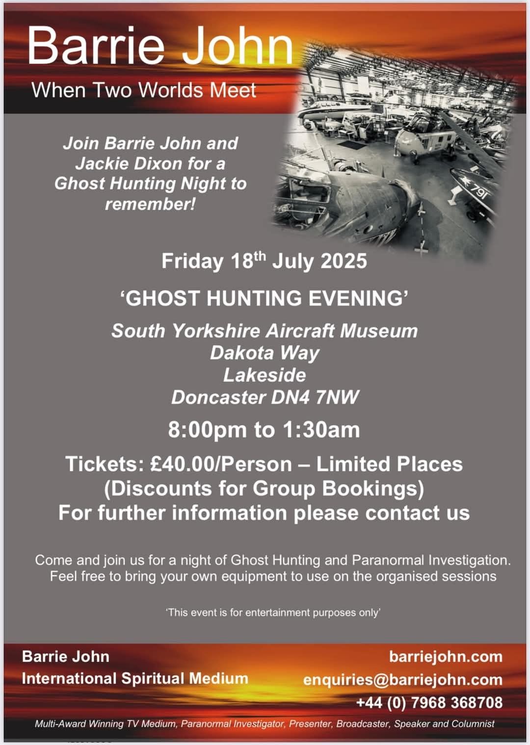 South Yorkshire Aircraft Museum Ghost Hunt