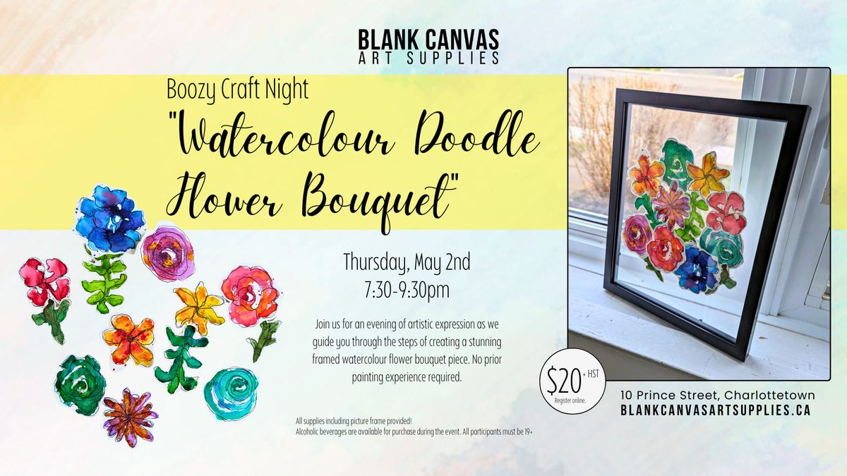 Boozy Craft Night "Watercolour Doodle Flower Bouquet"
