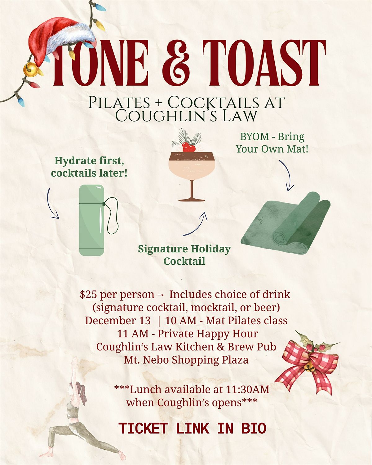 The Most Wonderful TONE & TOAST of the Year: Pilates + Cocktails