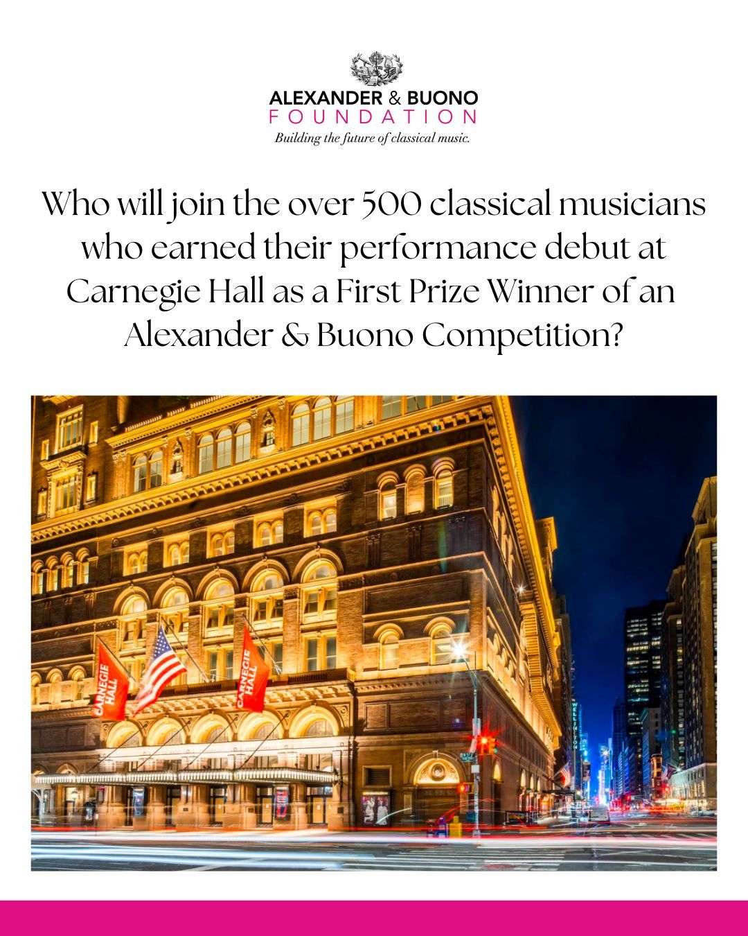 First Prize Winners of the Alexander & Buono String and Bradshaw & Buono Piano Competitions