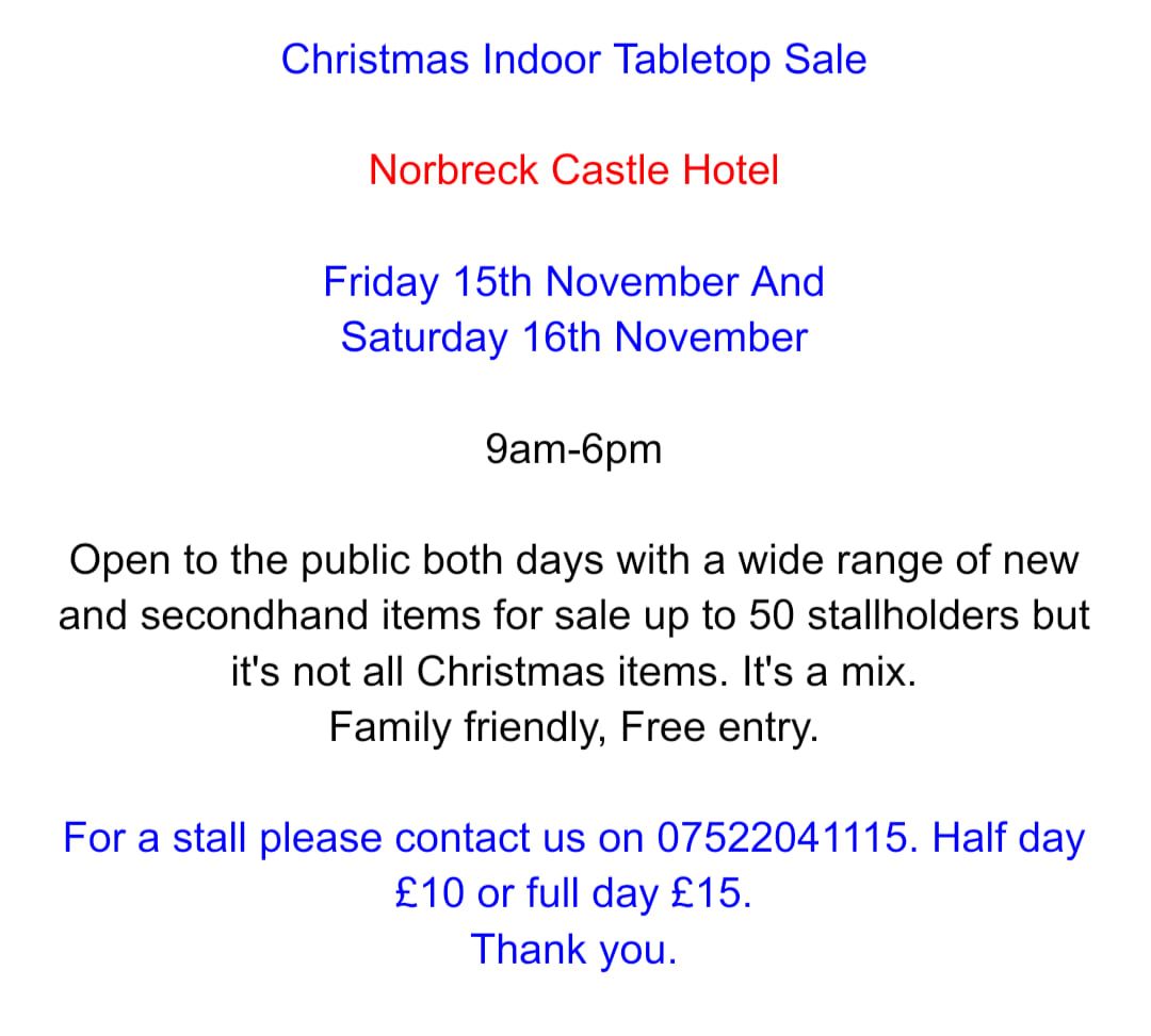 Blackpool Christmas Indoor Tabletop Sale at Norbreck castle hotel 