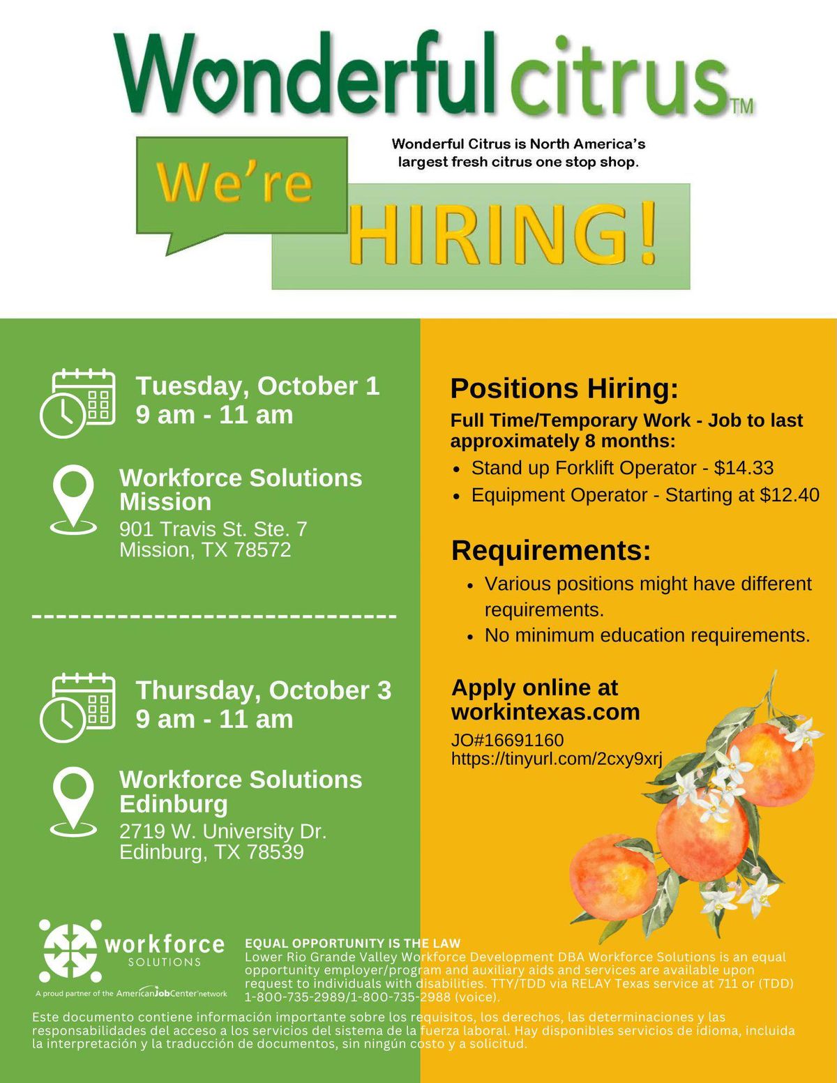 Wonderful Citrus Hiring Event