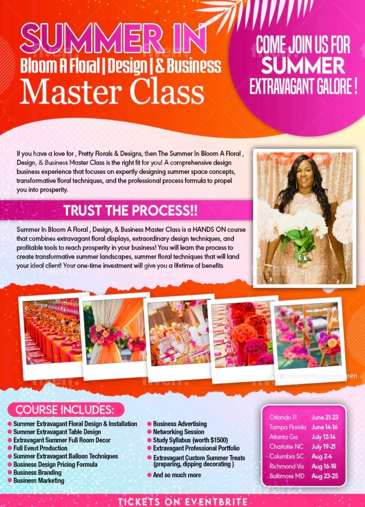 Orlando Summer  In Bloom A Floral , Design, & Business Master Class