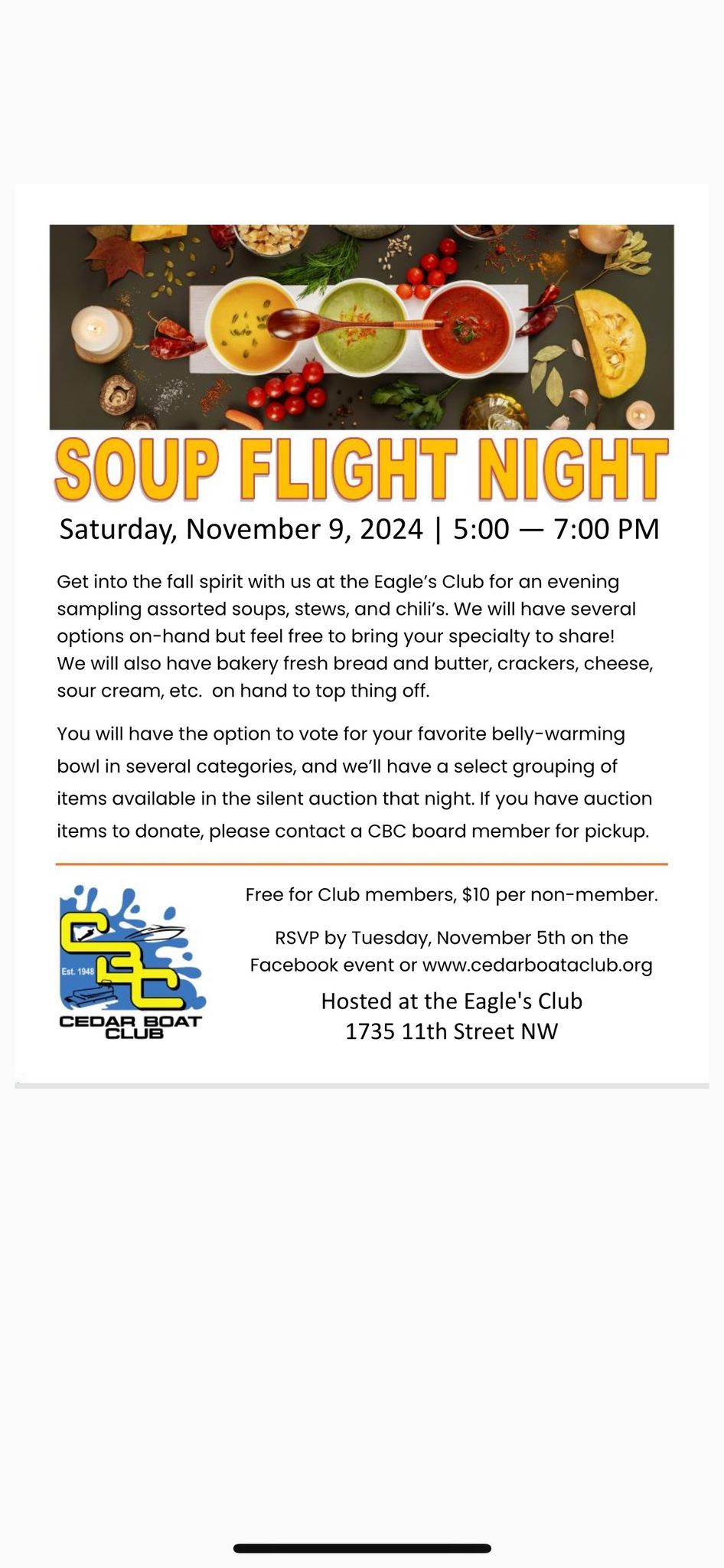 November Soup Flights & Silent Auction