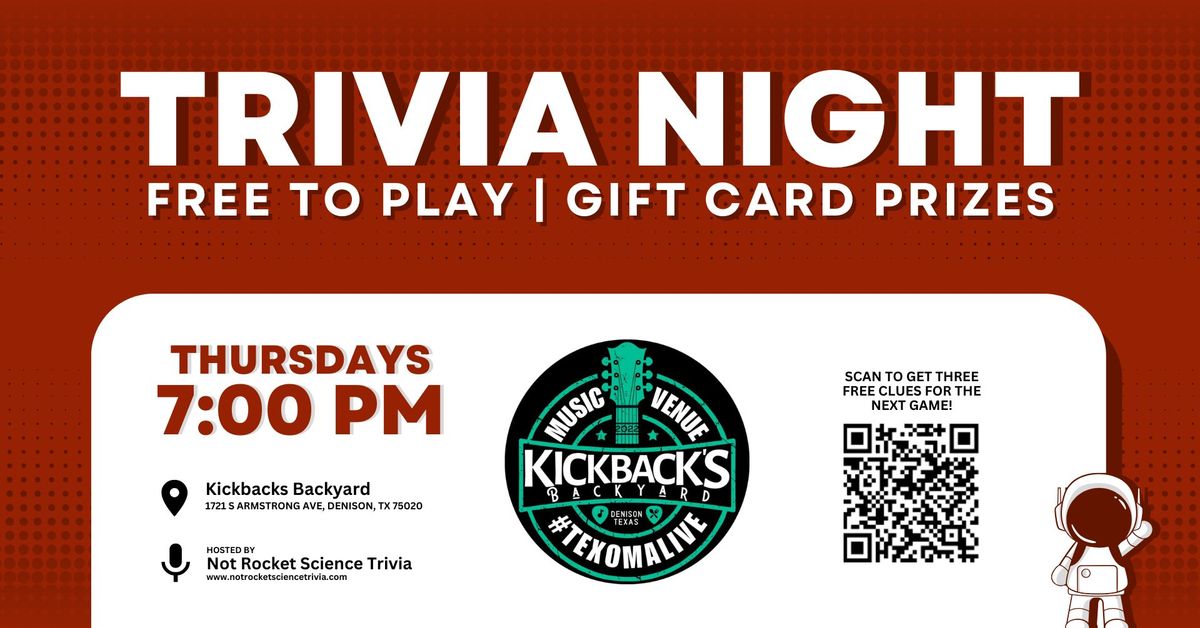 Trivia Night at Kickbacks Backyard