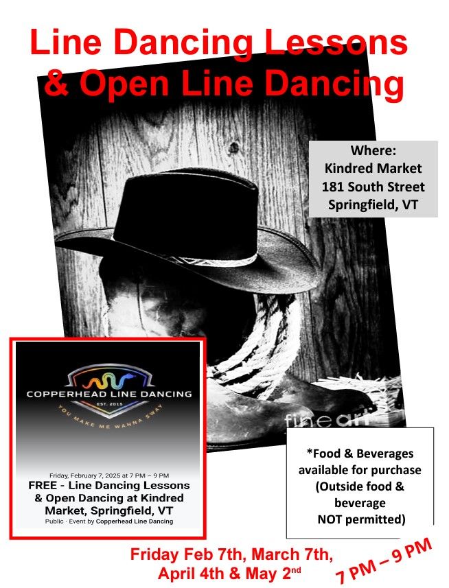 FREE - Line Dancing Lessons & Open Dancing at Kindred Market, Springfield, VT