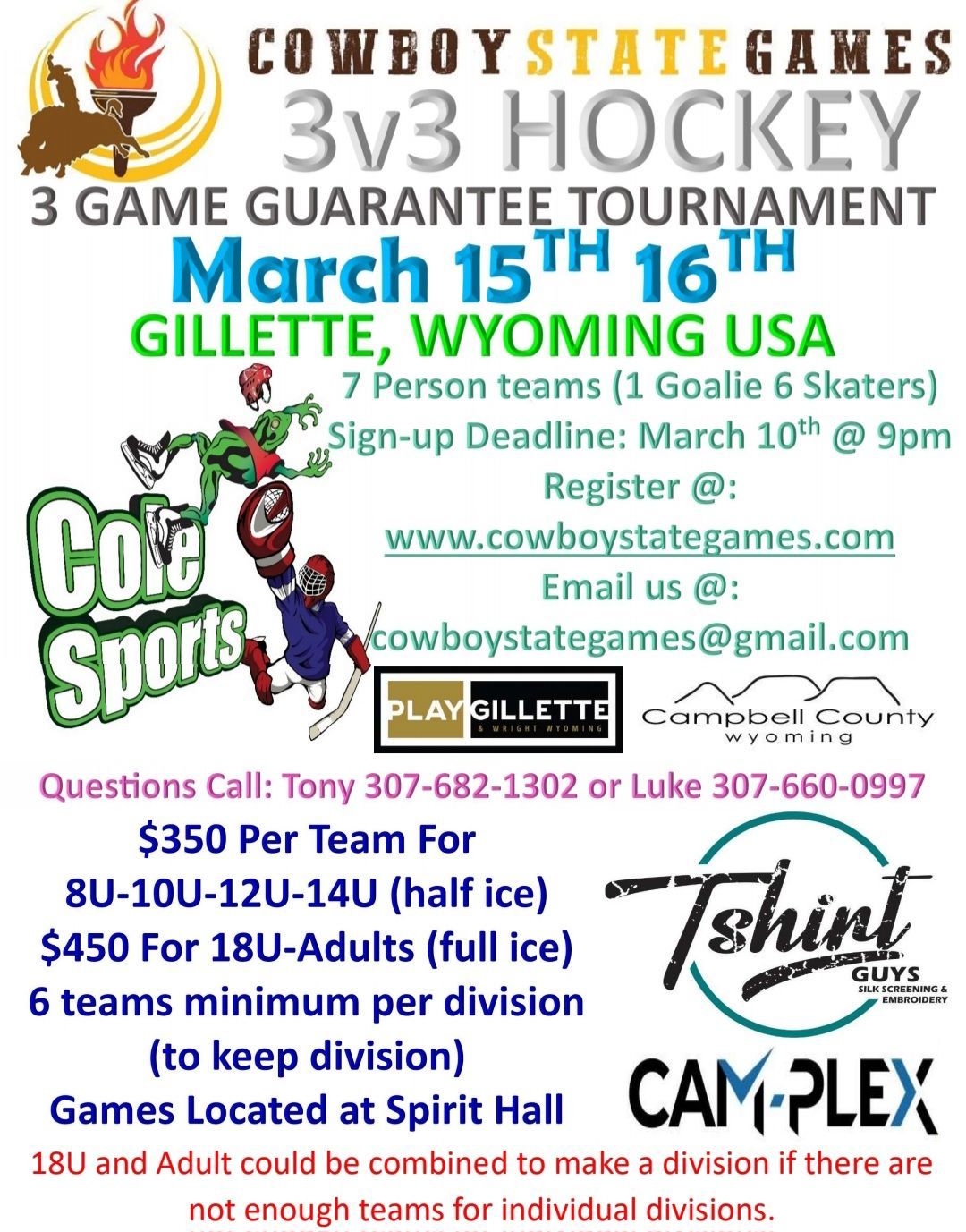 Cowboy State Games 3v3 Hockey Tournament