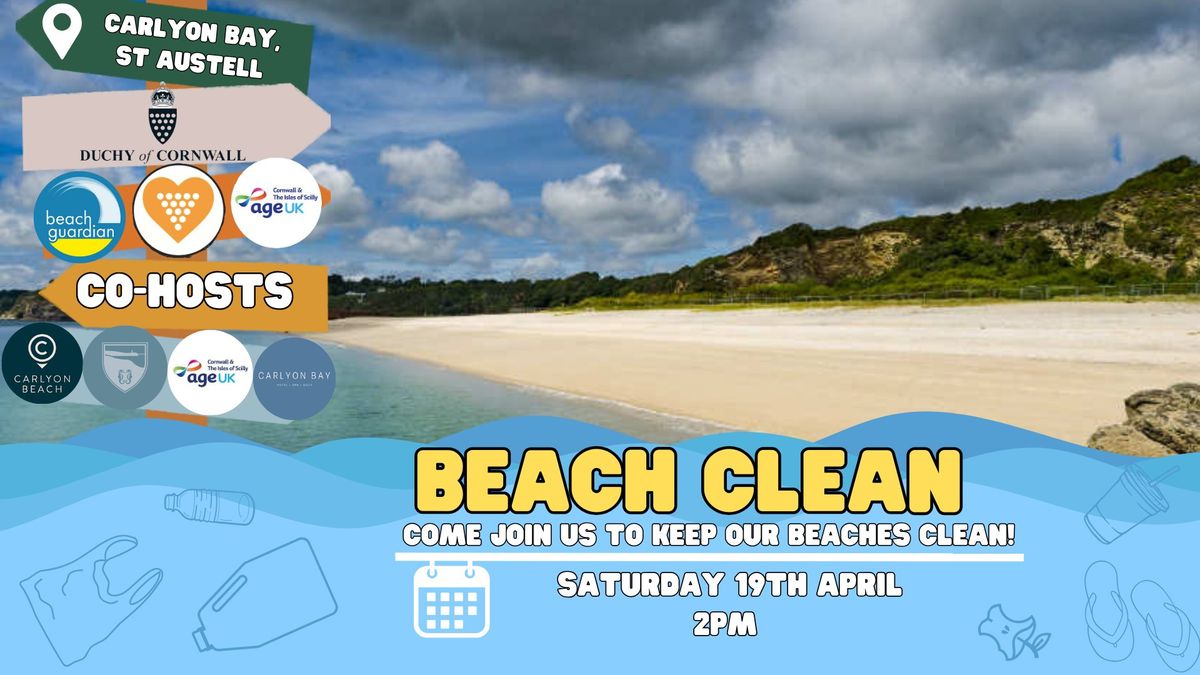 Carlyon Beach BEACH CLEAN! | 19th April 2pm | Beach Guardian and Age UK Cornwall & IOS 