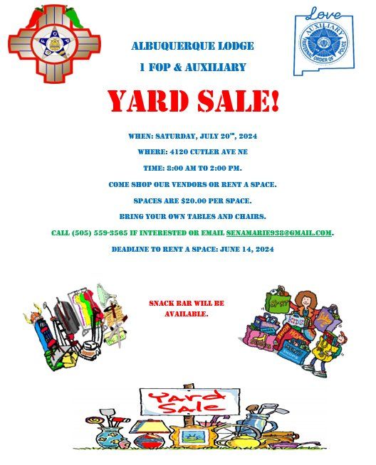 FOP & Auxiliary Yard Sale - $20.00 Per Space or Just Come Buy to Shop!