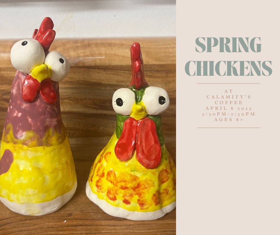 Handmade Pottery Spring Chickens