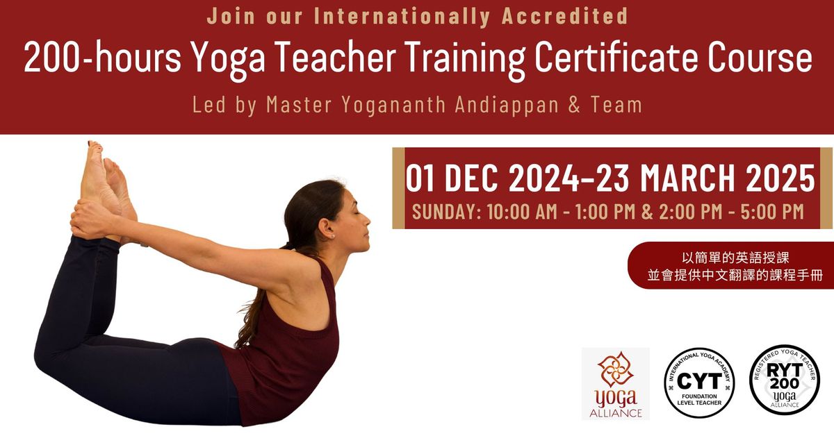 200-hours Yoga Teacher Training Certificate Course (1 December 2024~ 23 March 2025)