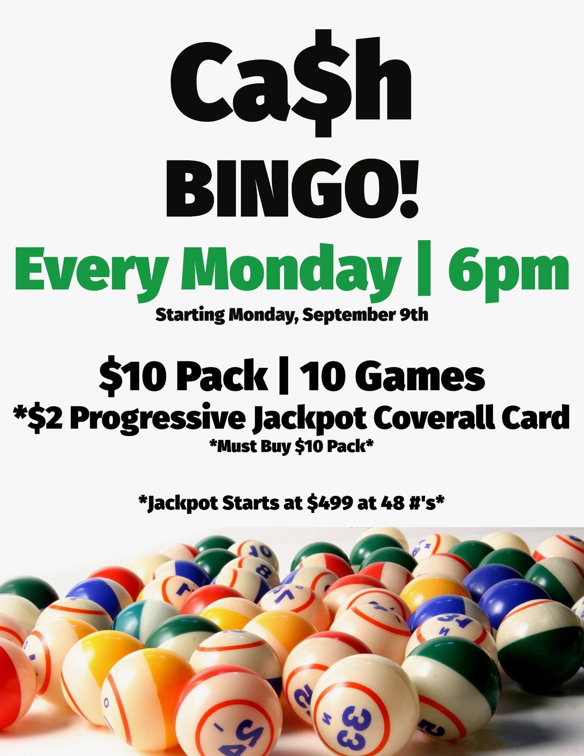 Ca$h Bingo Mondays 