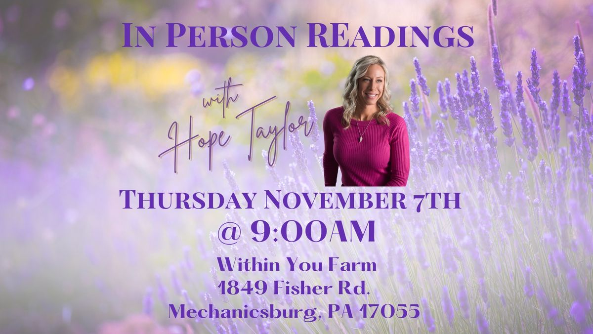 In Person Readings at Within You Farm