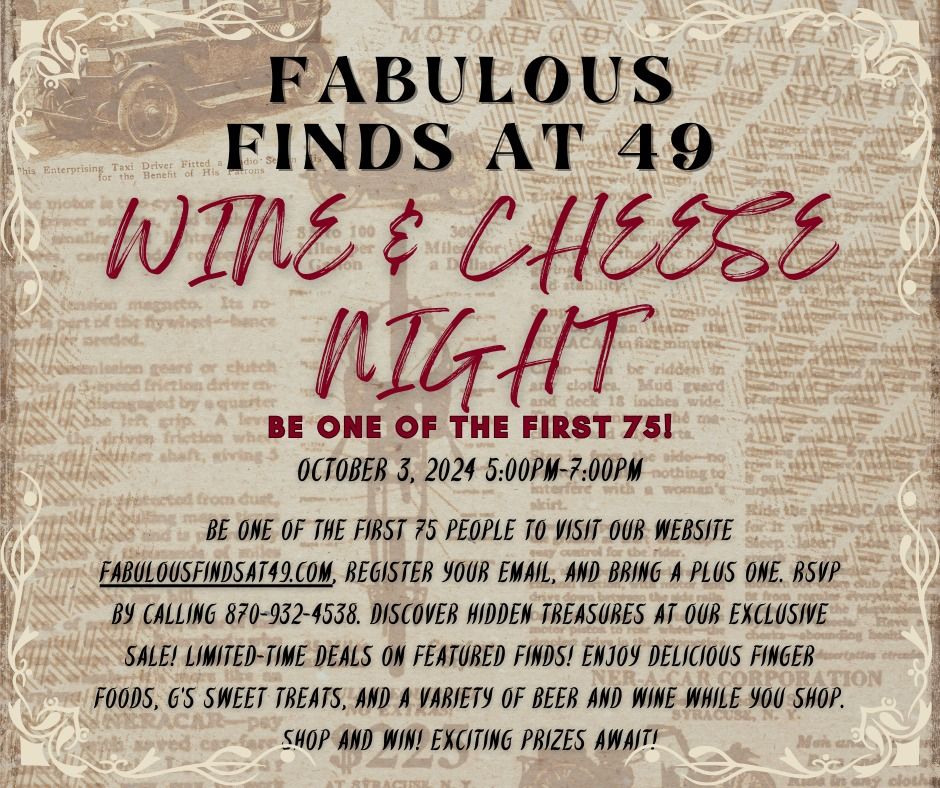 Wine & Cheese Night at Fabulous Finds at 49!