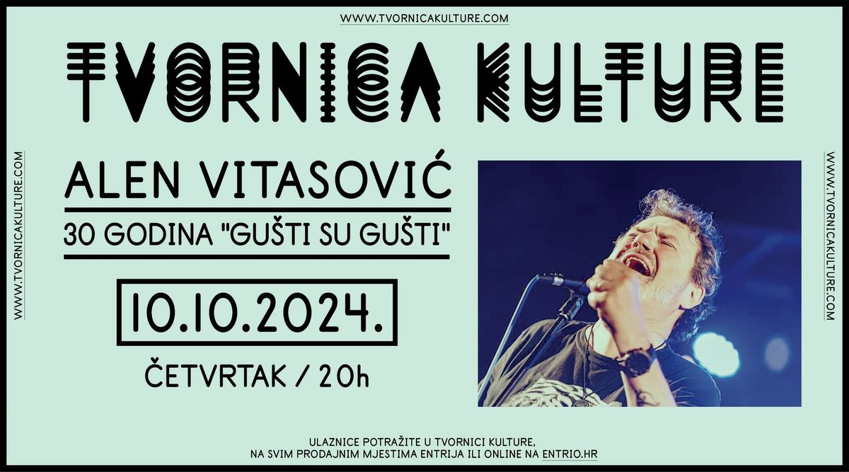 Alen Vitasovi\u0107: 30 godina karijere i albuma 'Gu\u0161ti su gu\u0161ti'