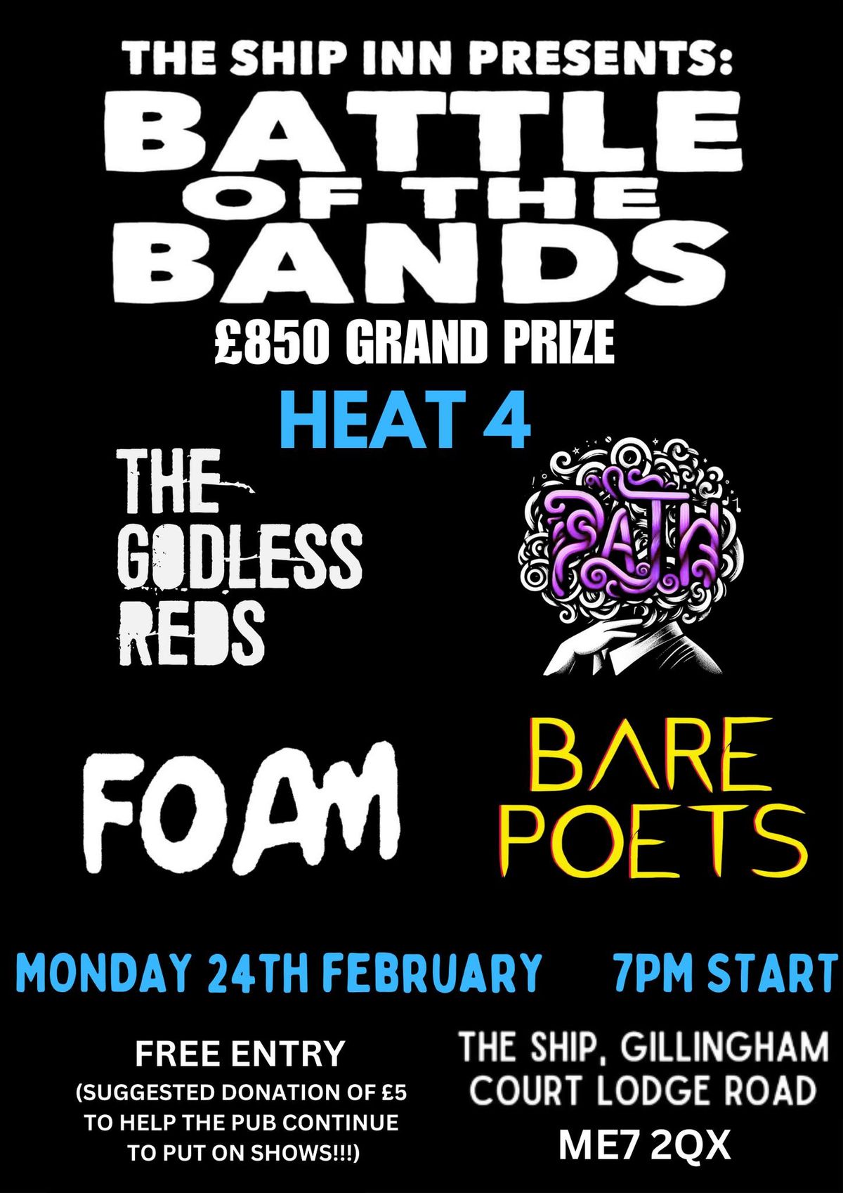 SHIP BOTB '25 HEAT 4: BARE POETS, THE GODLESS REDS, FOAM, P.A.T.H