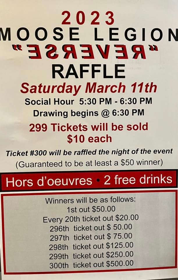 Moose Ham Raffle Moose Legion Reverse Raffle, Marietta Moose Lodge #1823, 11 March 2023