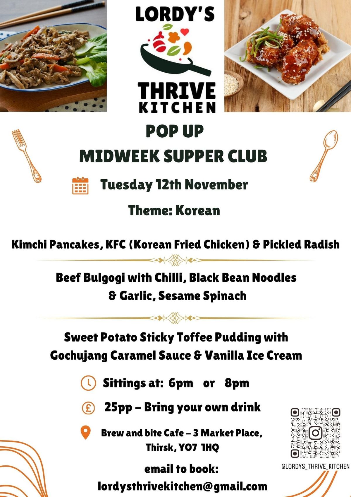 Korean Pop Up Midweek Supper Club