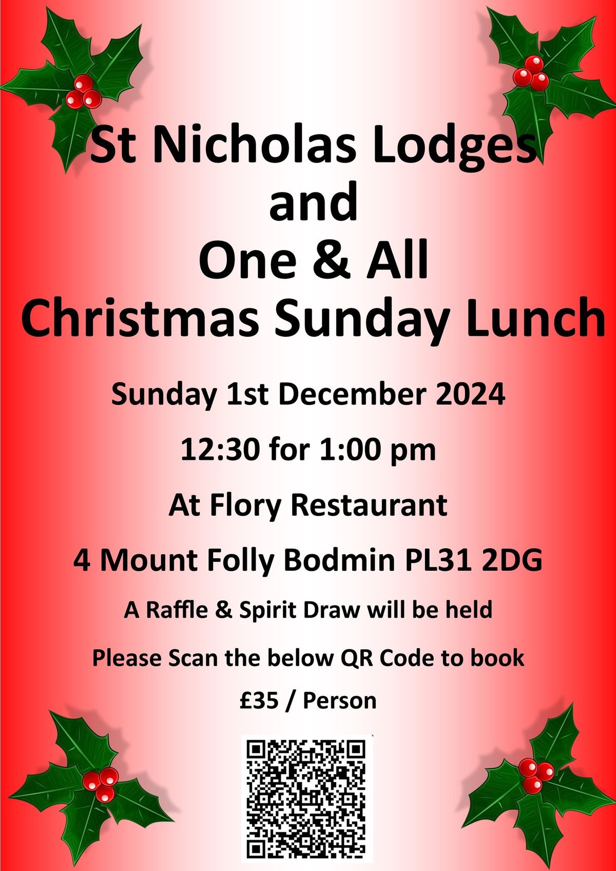 St Nicholas Lodges & One and All Lodge Christmas Sunday Lunch