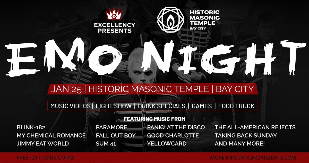 EMO NIGHT Bay City | NEW VENUE | January 25 at Historic Masonic Temple