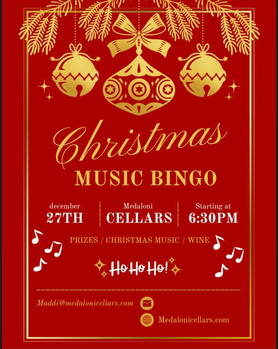 Medaloni Cellars - Christmas Music Bingo