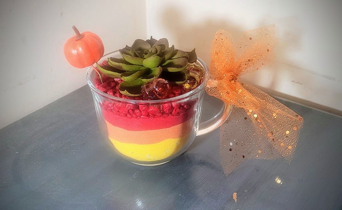 Create an Autumn Sand-Art Succulent