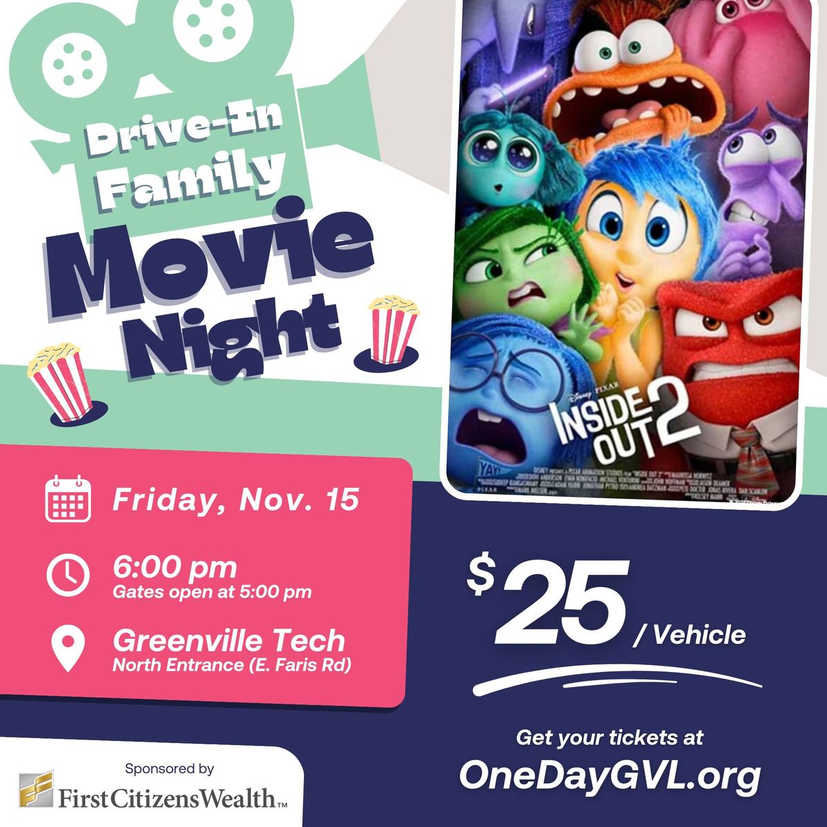 Drive-In Family Movie Night featuring Inside Out 2