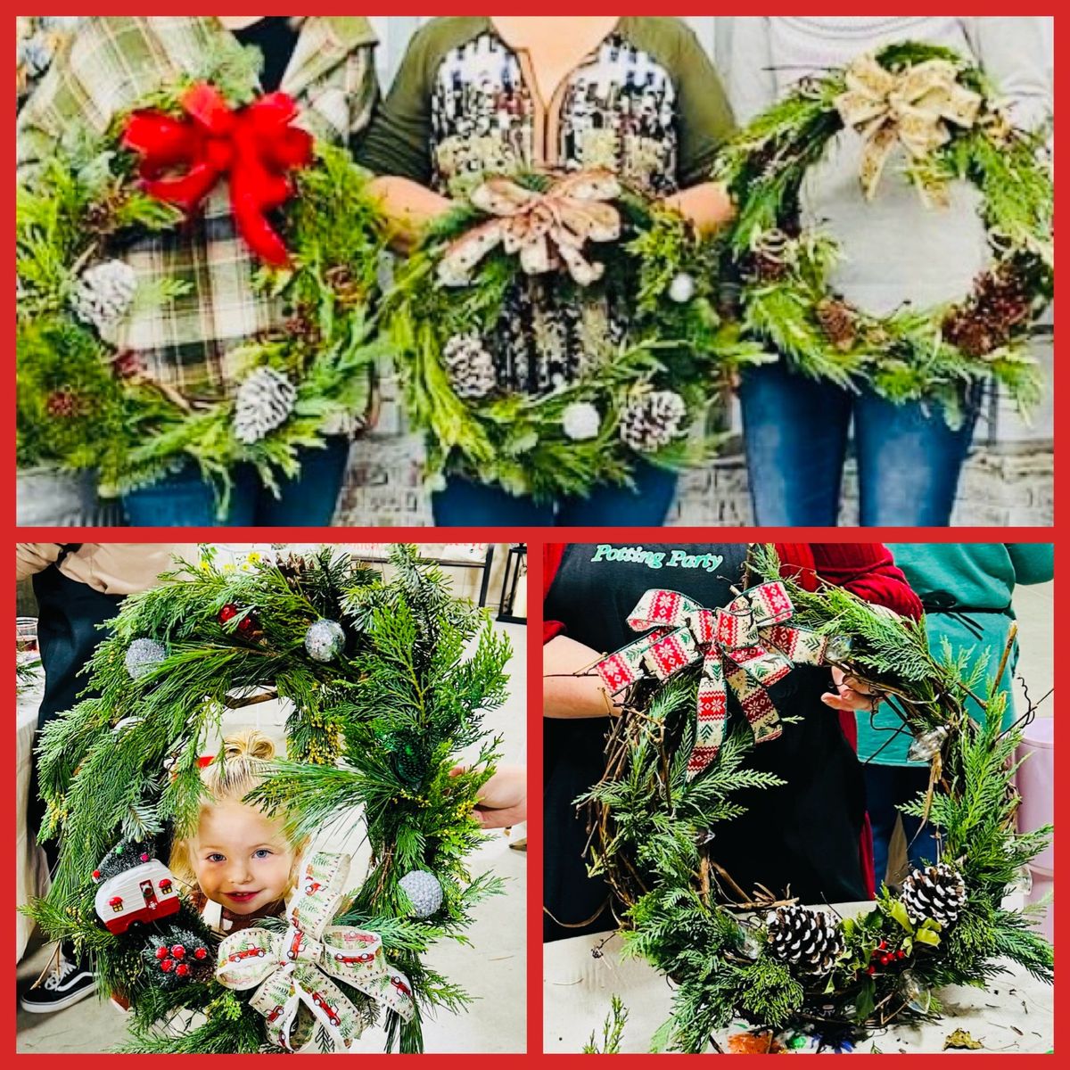 Holiday Fresh Evergreen Grapevine Wreath Class