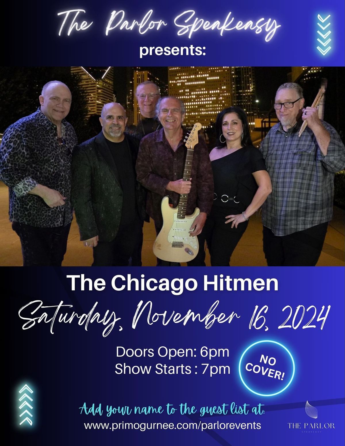 Live Music: The Chicago Hitmen in The Parlor Speakeasy at Primo. Free Show Courtesy of Birch Vodka