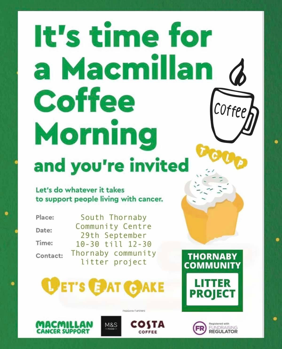 Thornaby Community Litter Project's Macmillan Coffee Morning