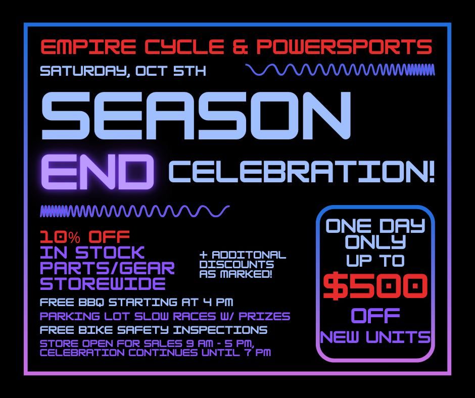 EMPIRE CYCLE SEASON END SALE AND CELEBRATION \/ BIKE NIGHT! 