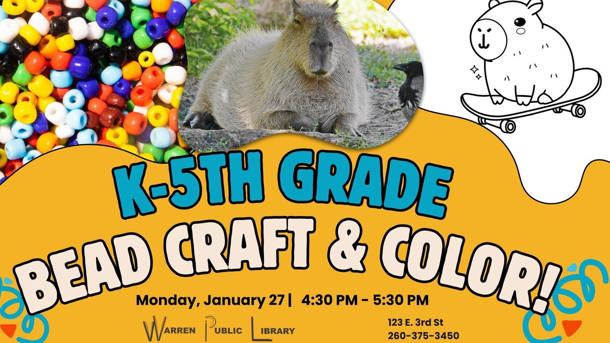 K-5th Grade Bead Craft & Coloring