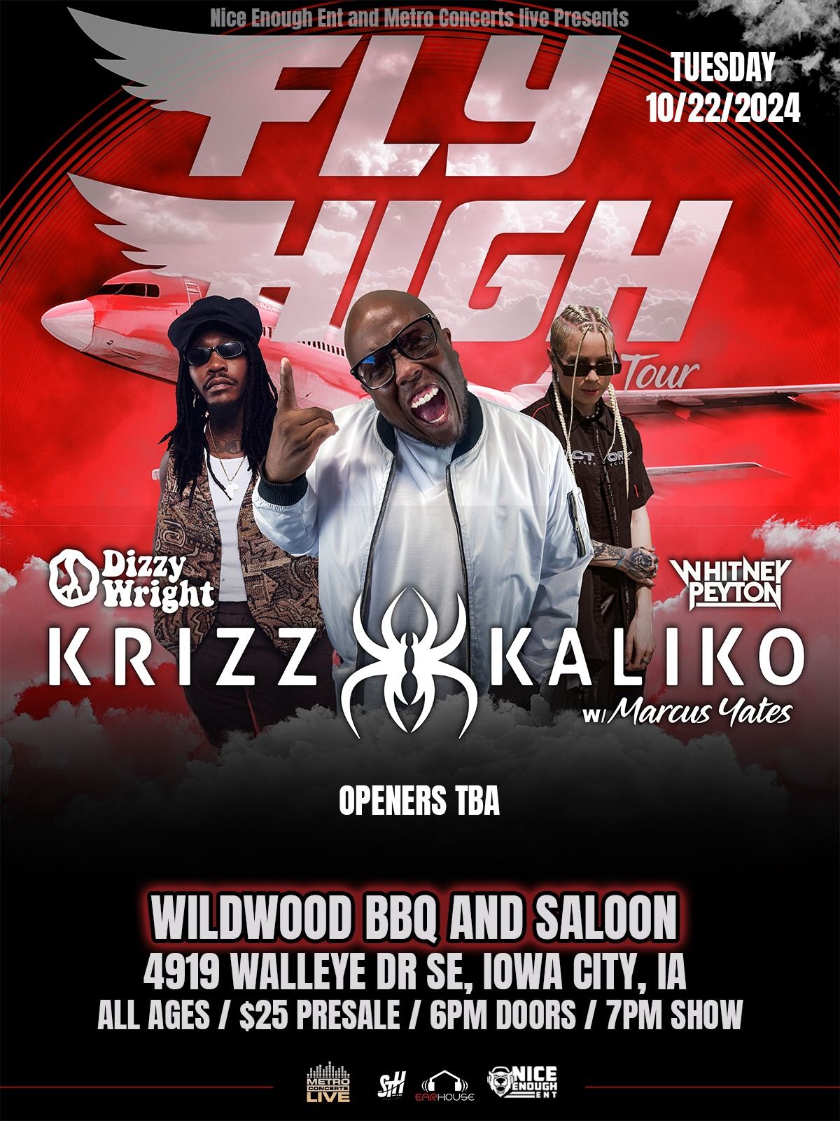 Fly High Tour!  Featuring Krizz Kaliko, Whitney Peyton, Dizzy Wright and More! (Wildwood\/Iowa City)