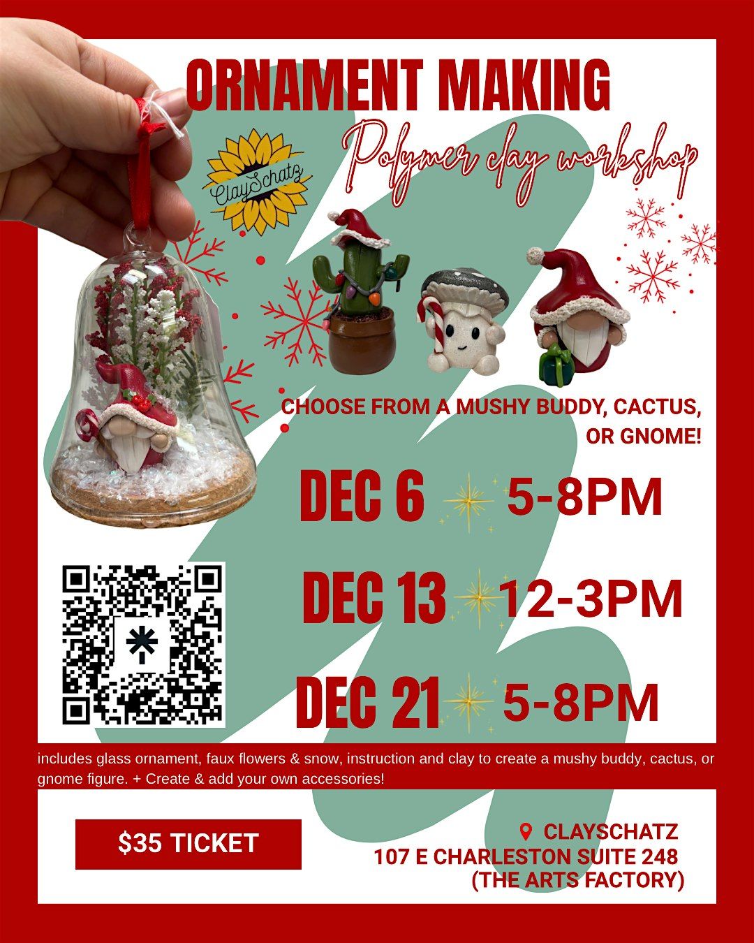 Ornament making polymer clay workshop arts and crafts all ages