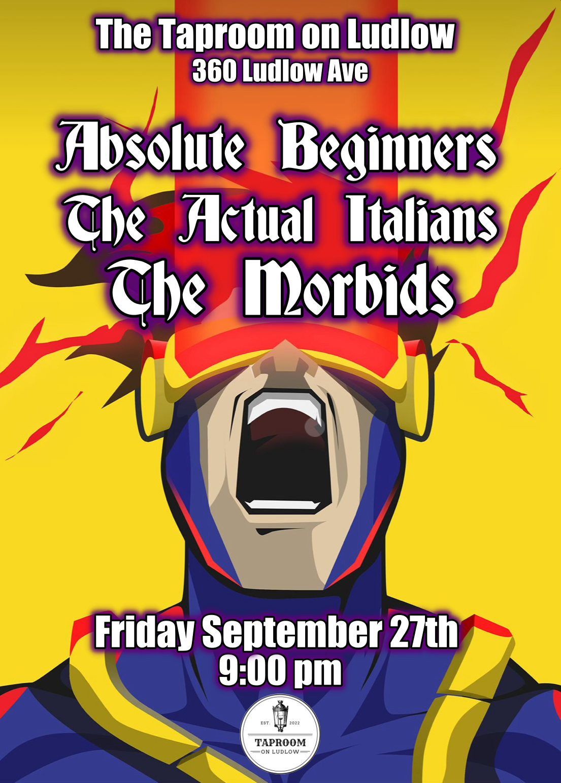 Coming soon! The Absolute Beginners, The Actual Italians, and The Morbids!