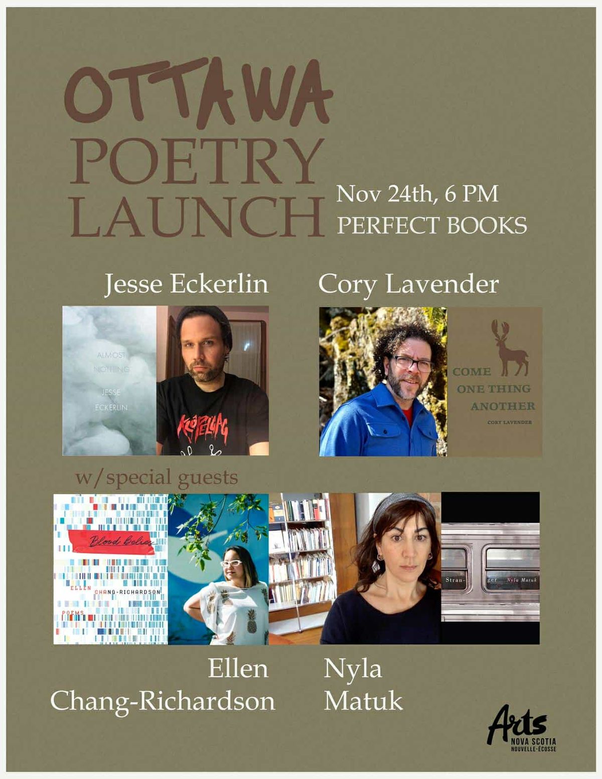 Cory Lavender and Jesse Eckerlin Poetry Launch with Nyla Matuk and Ellen Chang-Richardson 