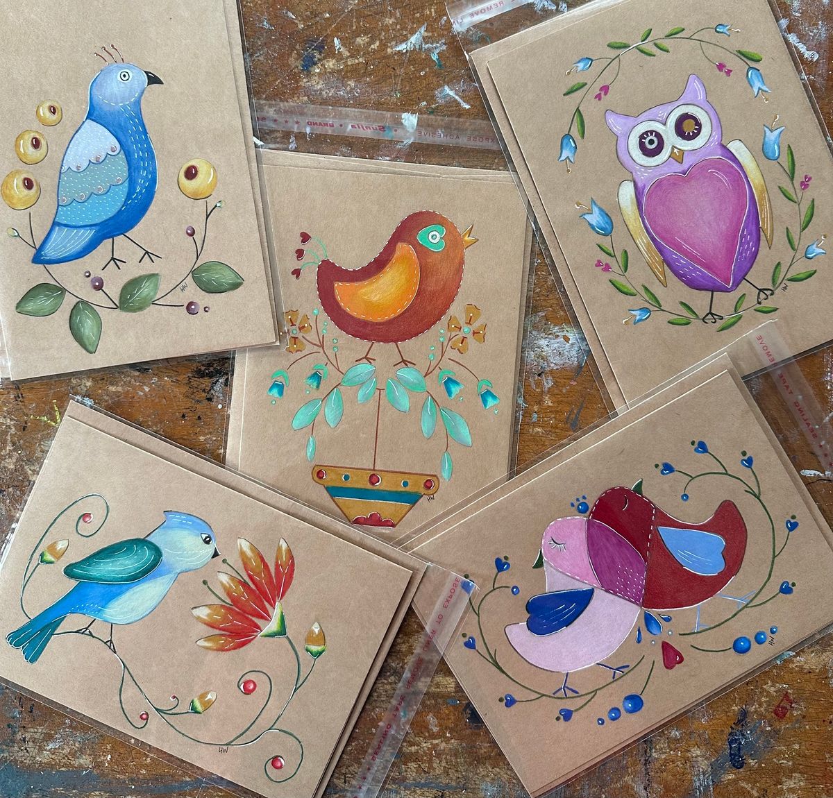 Lovebird Folk Art Card Making