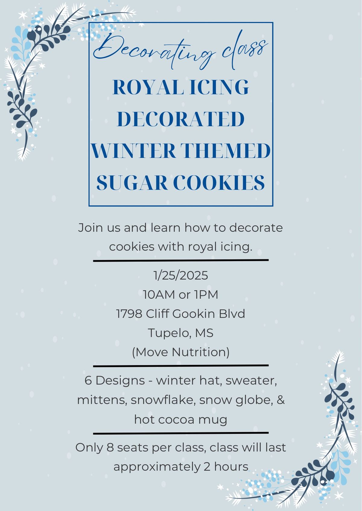 Winter Themed Cookie Decorating Class