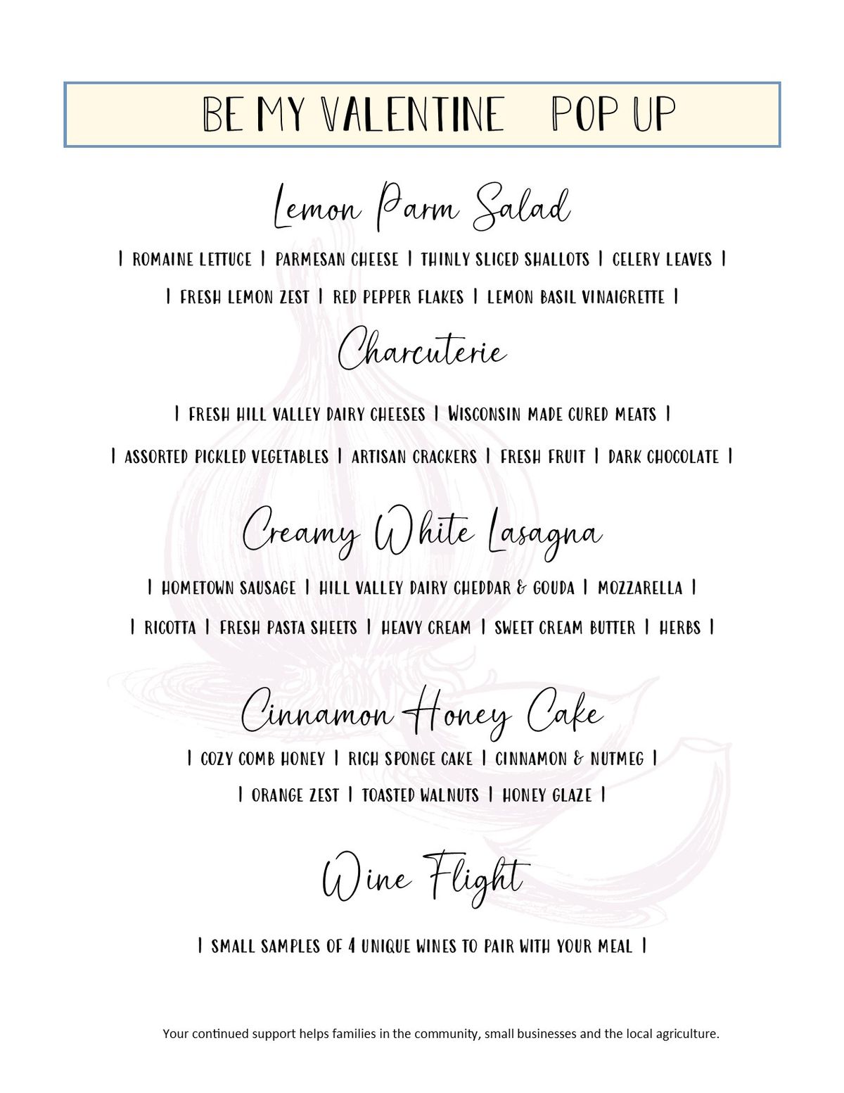 Be My Valentine Pop Up Dinner