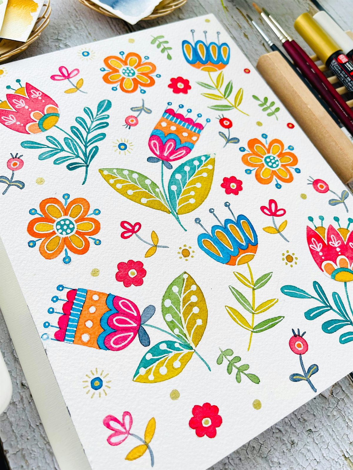 Goache Folk Florals Workshop