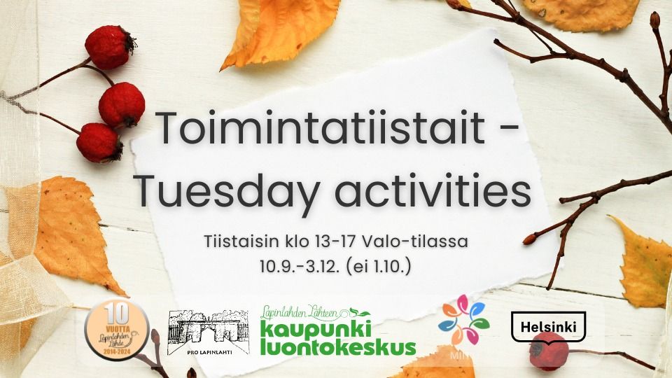 Toimintatiistait - Tuesday activities: Pyh\u00e4inp\u00e4iv\u00e4n askartelua