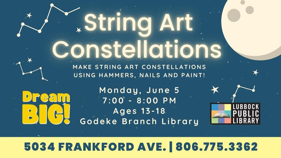 String Art Constellations at Godeke Branch Library